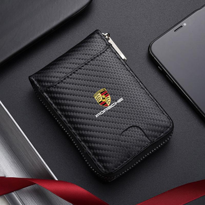 

Автомобильный кошелек из углеродного волокна Чехол для водительских прав Держатель для карт Для Porsche Cayenne Macan 911 Boxster Cayman Panamera 718 Аксессуары чёрный