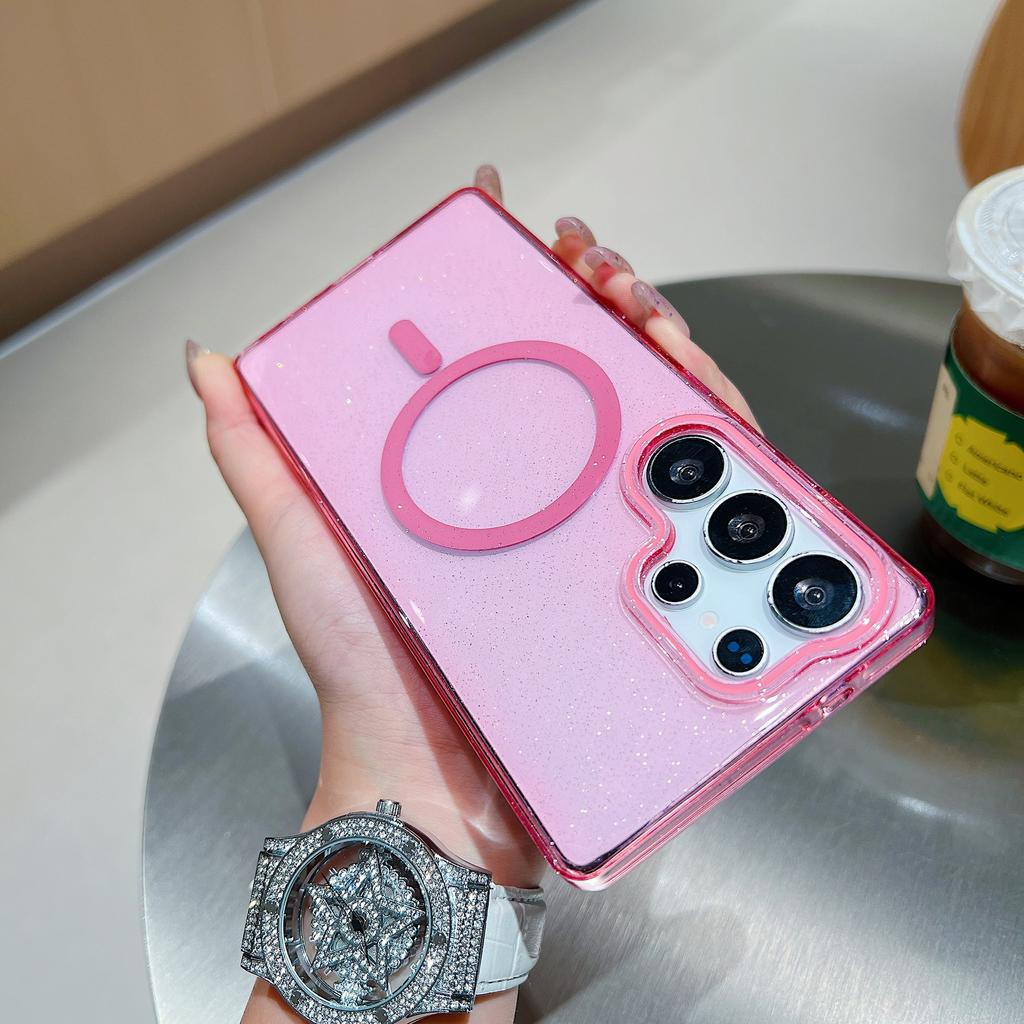 Dream Flash Powder Magnetic Suction Large Hole, Suitable for Samsung S25Ultra Mobile Phone Case Charging S25Plus Anti-drop Protective Case