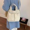 Canvas Bag Women's Large Capacity Lightweight Tote Bag Solid Color Shoulder Crossbody Bag