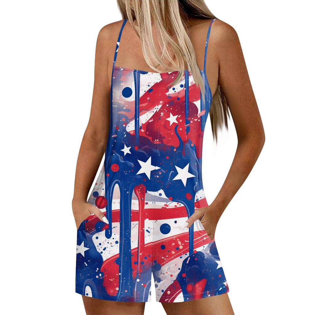 Damen Lässige Und Modische Ärmellose Camisole Mit Tasche Jumpsuit Shorts Jumpsuit Shorts