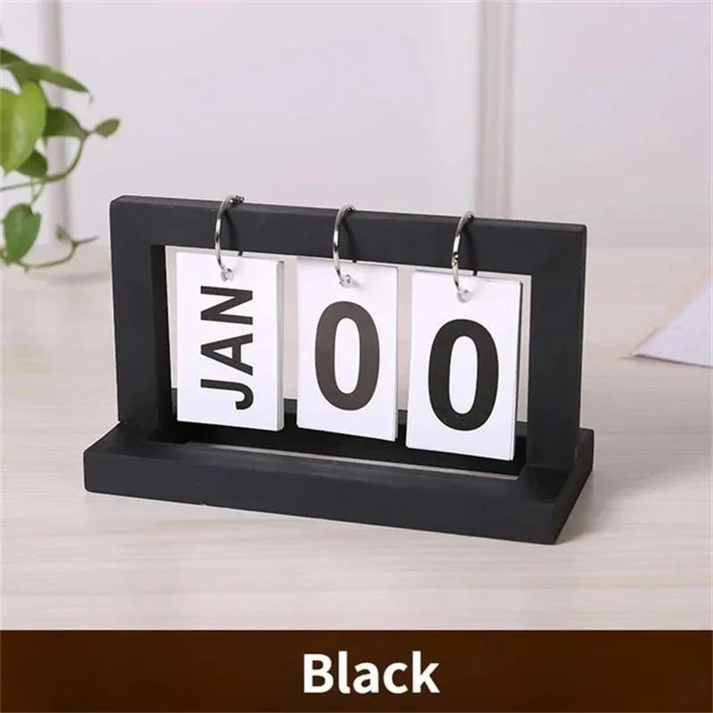 1 Pcs Wooden Perpetual Calendar Flip Month Date Display Desktop Schedule Daily Planner Office Home Decor Photo Props New