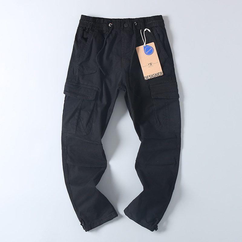 American Style Casual Spring & Fall Large Pocket Fashion All-Match Cargo Pants Men Retro Trendy Washed Pure Cotton Straight-Leg Trousers