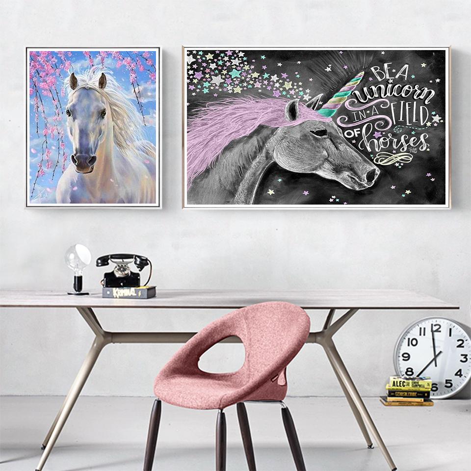 5D-Runddiamantgemälde mit Tierdiamantstickerei „;Pferd"; Strass-Mosaik-Bild, Kreuzstich-Set, DIY-Heimdekoration, Geschenk