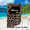 Custom Name Pink Ribbon Awareness Microfiber Beach Towel Super Soft & Absorbent for Bath, Beach, Travel Bath Time Accessory, Fan Gifts