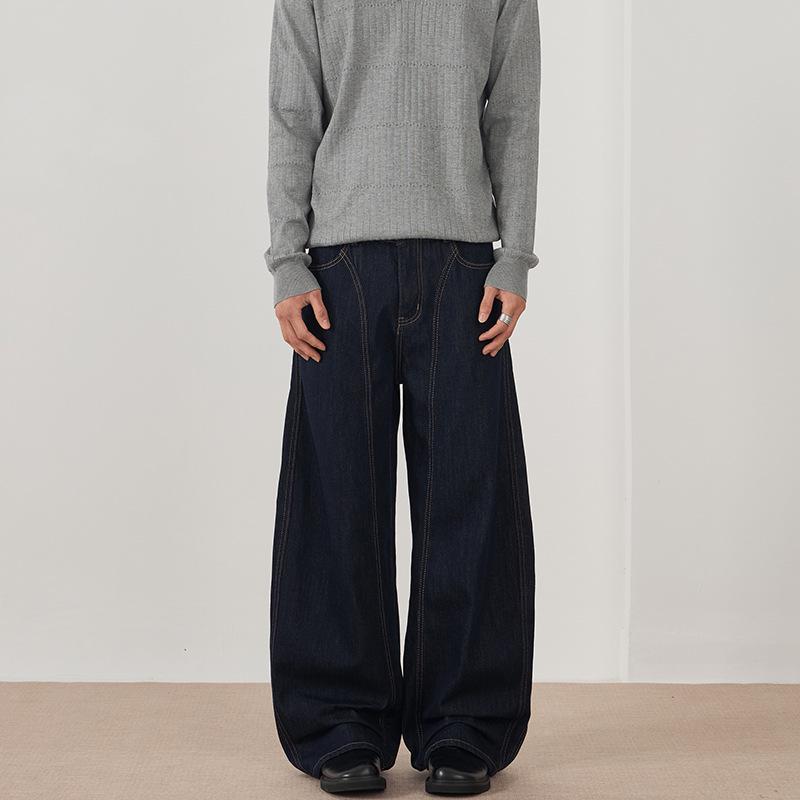 

LKTM Американский минимализм Джинсы-палаццо цвета деним для мужчин и женщин XS (80-90 Jin) джинсовый синий