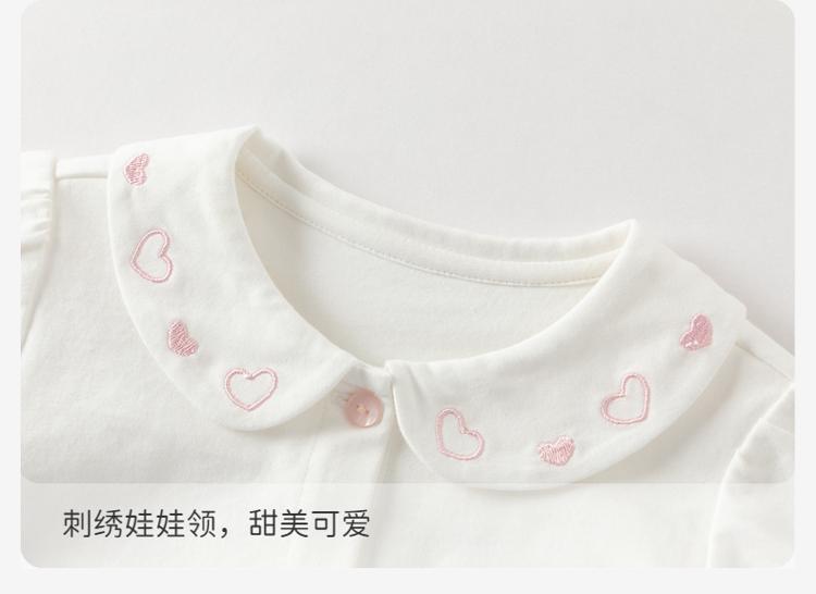 David Bella Girls' Pure Cotton Shirt Spring New Baby Shirt Children's White Top