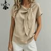 Women's Fashion Casual Summer Spring Solid Color Print Short Sleeve Blouses & Shirts