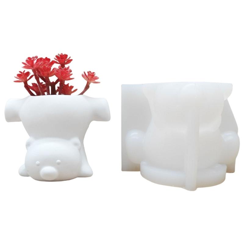 Bear Figurine Silicone Molds For Making Potted Planter Flower Vase Cement Craft Home Decoration Epoxy Resin Project