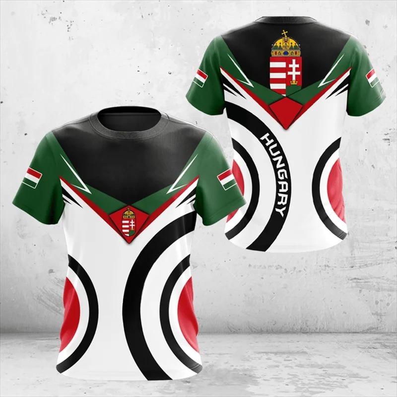 Hungary National Emblem Flag 3D Men's T Shirt Summer Cool Casual O-Neck Short Sleeves Breathable Sports Gym Tees Outdoor Jerseys