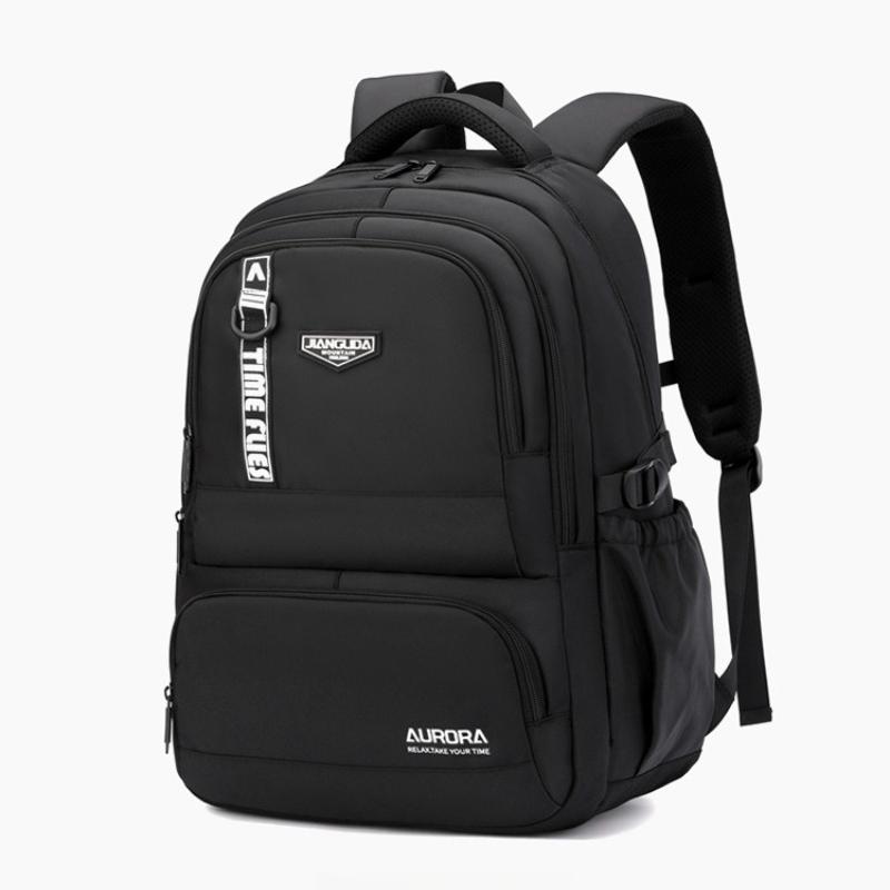 New Casual Large Capacity Multi-compartment Men's Backpack Simple Solid Color Primary School Students School Bag Lightweight Nylon Waterproof Rucksack