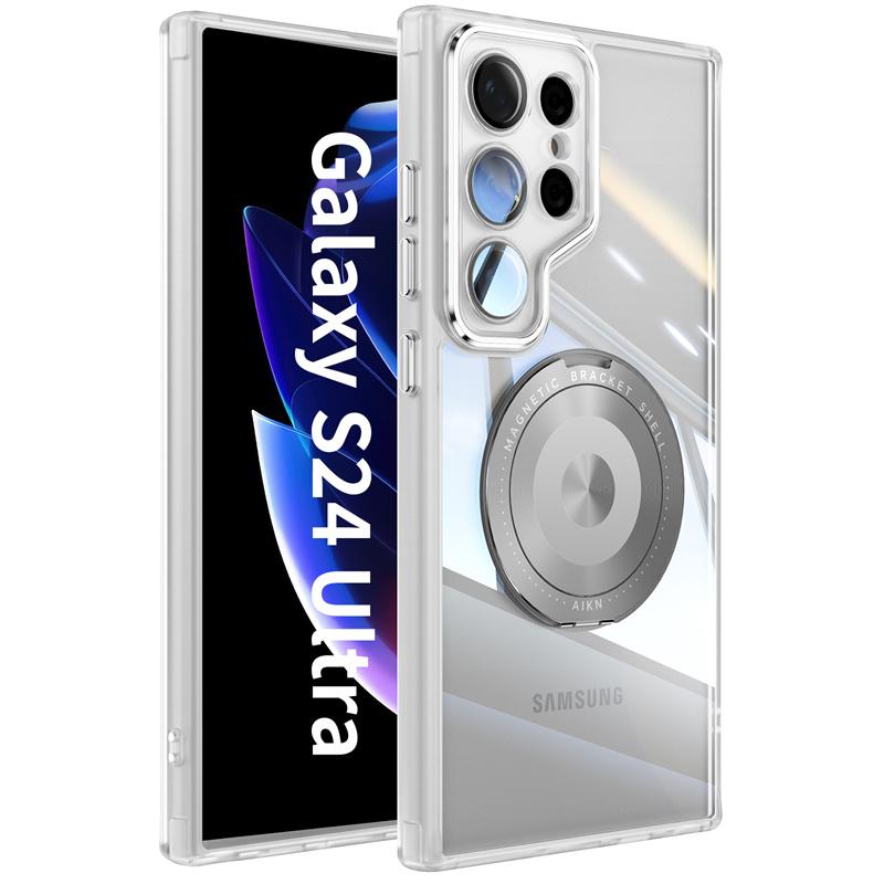 

Transparent Hard Case For For Samsung Galaxy S25 S24 S23 Ultra Plus For Magsafe Magnetic Charge Shockproof Armor Stand Holder Cover For Galaxy S25 Ultra