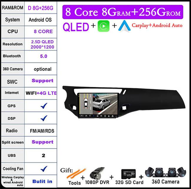 9 Inch For Citroen C3 DS3 2010 -2016 Car Radio Carplay Android Auto Screen Stereo 4G Wf BT DSP RDSNavigation GPS DSP