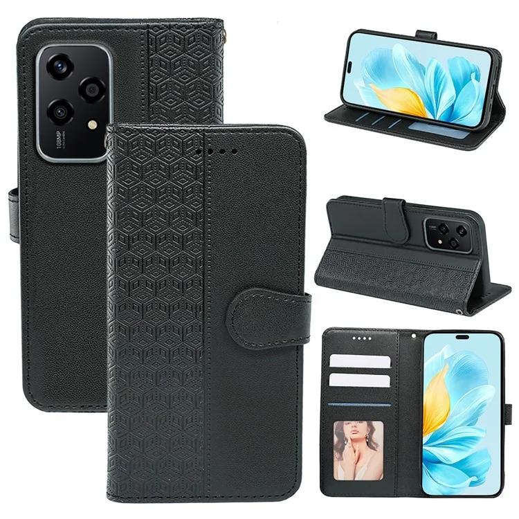 

For Honor 200 Lite Case Cubic Grid Pattern Card Slots Wallet Leather Phone Cover