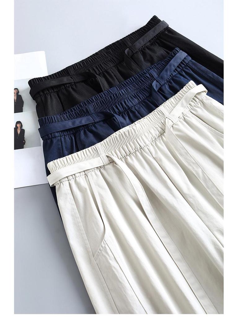 2026 Sommer Damen High Waist Locker Weiter Bein Bodenlang Fließende Hose