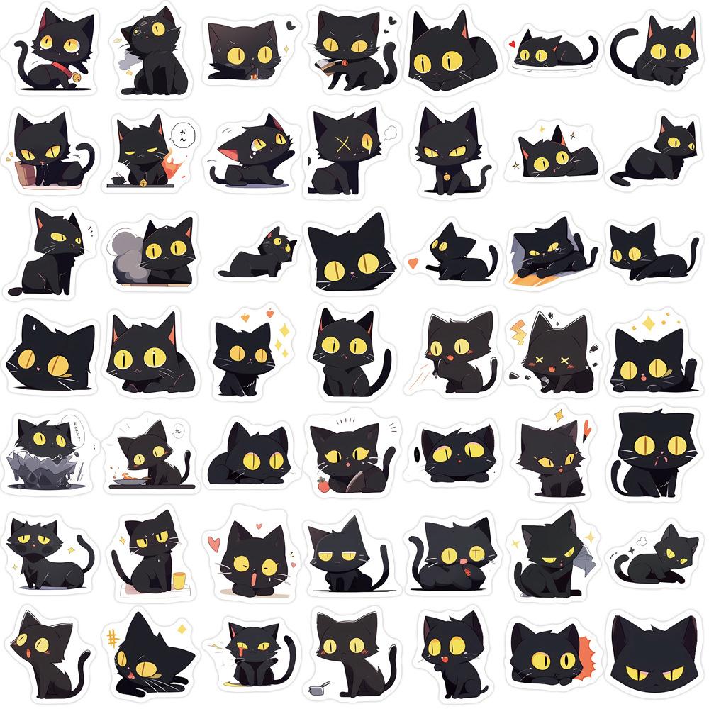 10/30/50/100pcs Cute Anime Little Black Cat Stickers Kawaii Cartoon Sticker Waterproof DIY Laptop Phone Luggage Graffiti Decals