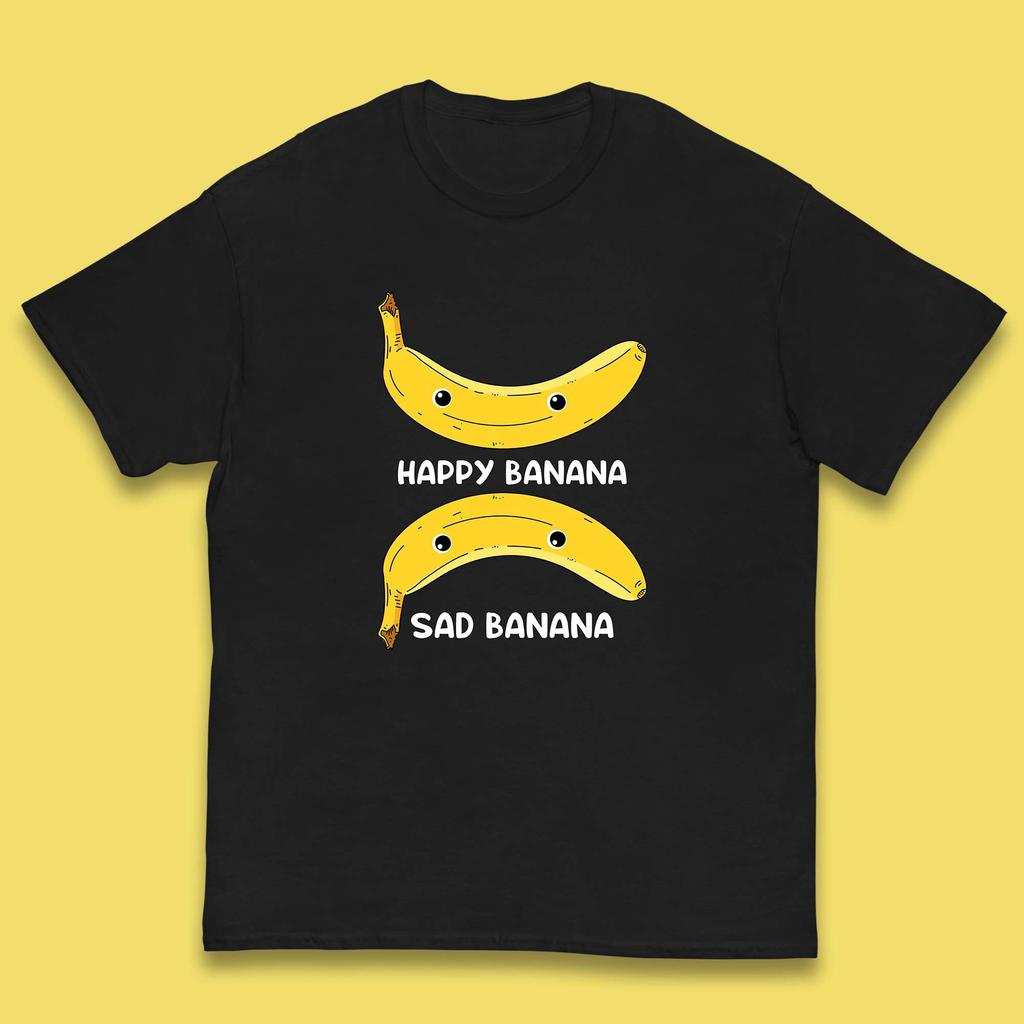 Glückliche Banane Traurige Banane Lustiges Meme Wortspiel Witz Lachendes Gesicht Kinder T-Shirt