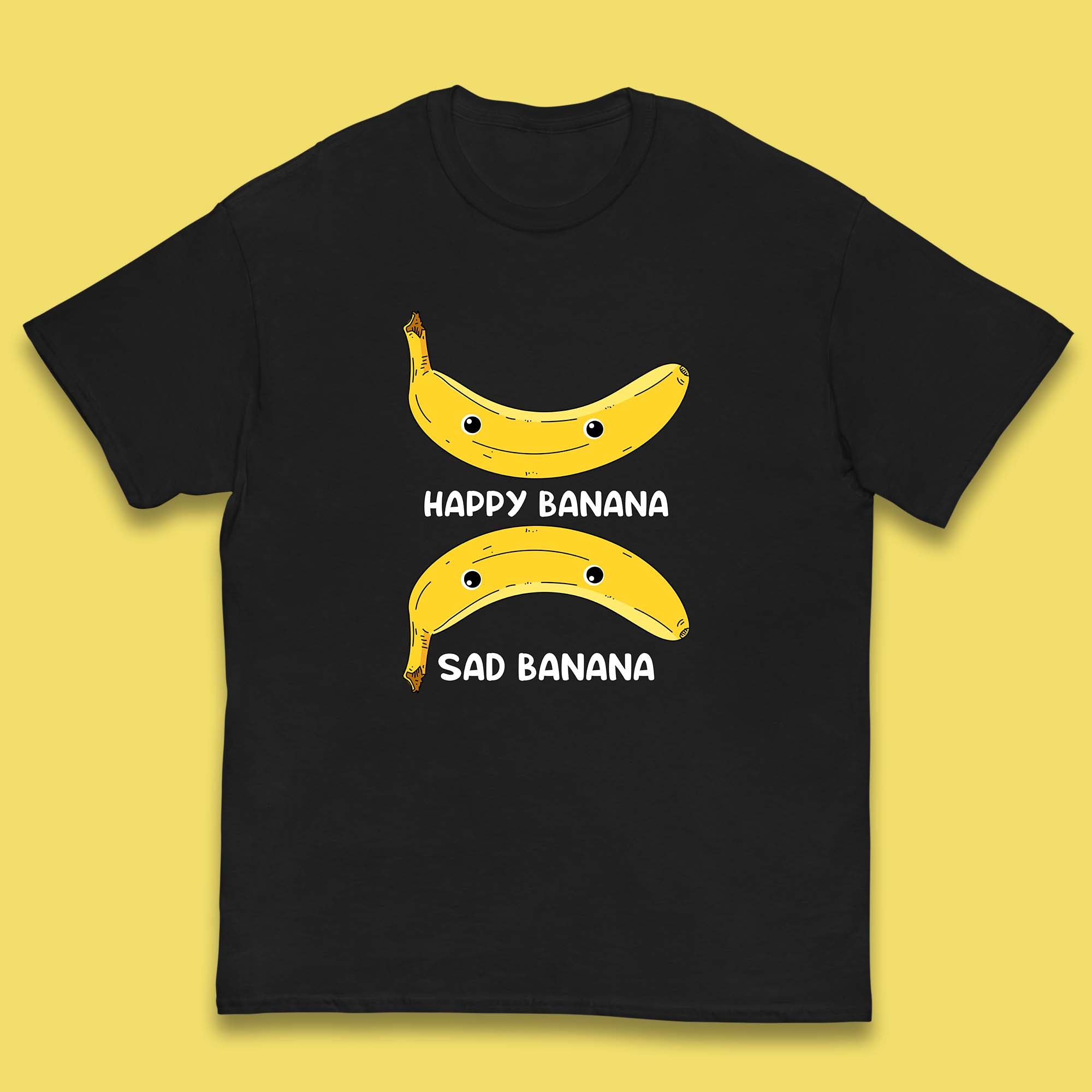 Happy Banana Sad Banana Funny Meme Pun Joke Smiling Face Kids T Shirt 140