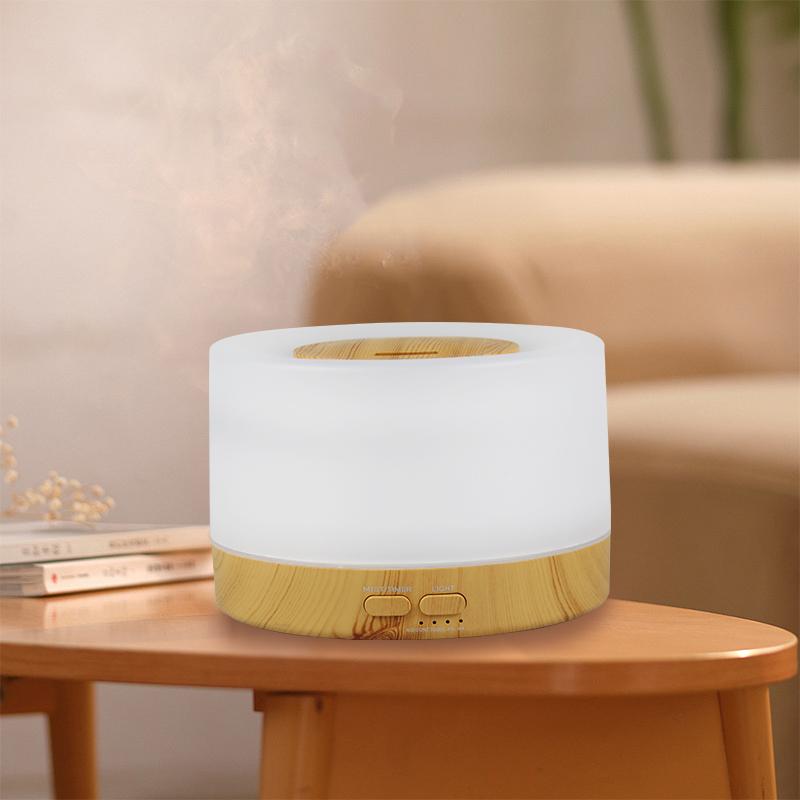 Remote Control Air Humidifier Essential Oil Diffuser 500ML Wood Grain Desktop Electric Aromatherapy Diffuser with LED Lights