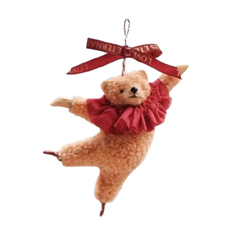 Ballet Bear Keychain Plush Hanging Ornament for Bags Keys Car Interior Pendant Decoration Daily Use Keyring Accessories