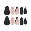 Matte Reusable Artificial Fake False Press On Nails 24 PCS Set Nude Skin Color with Golden Glitter & Black Color with Kit