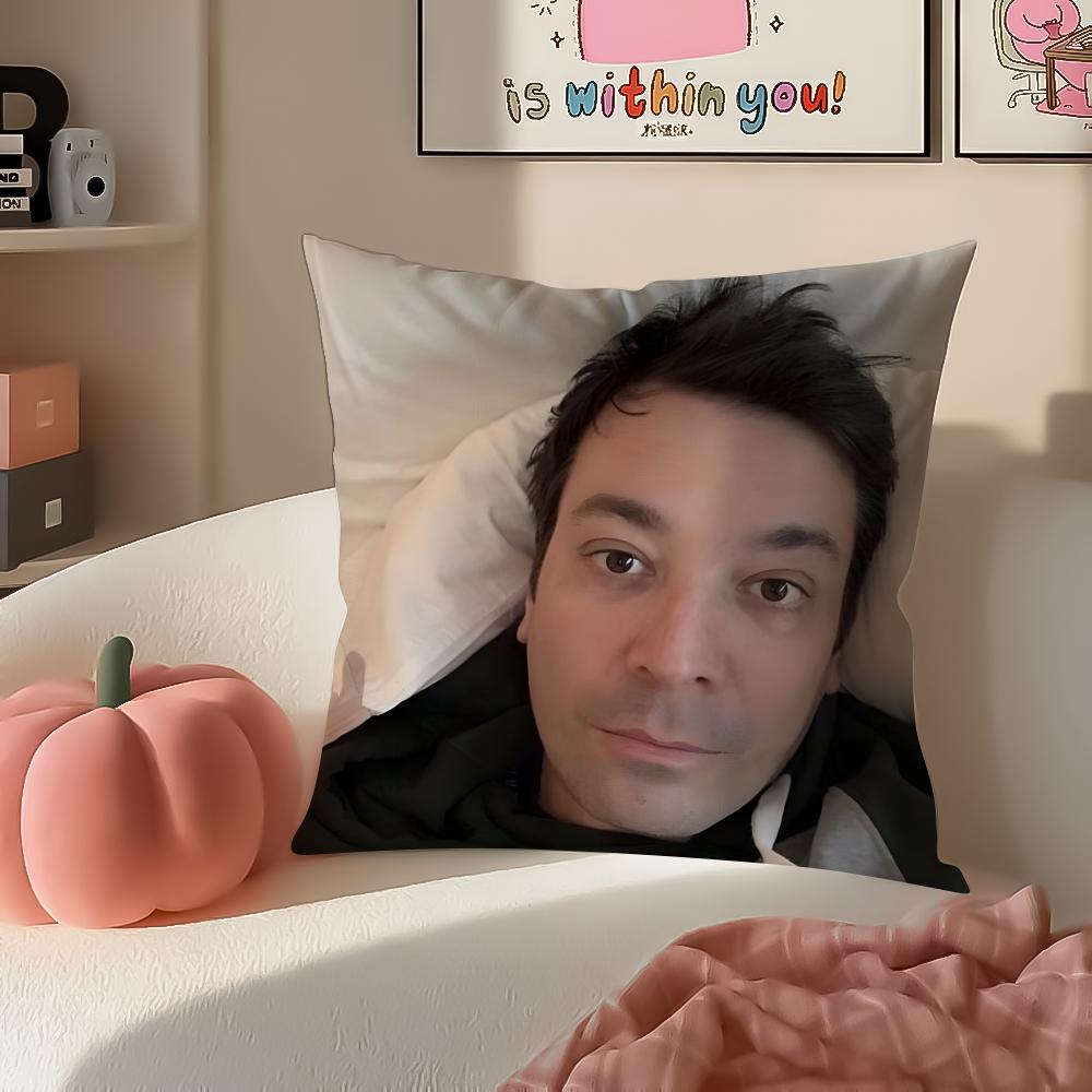 JJimmy FFallon Meme Cushion Cover Pillowcase Short Plush Invisible Zipper Room Sofa Cushion Cover