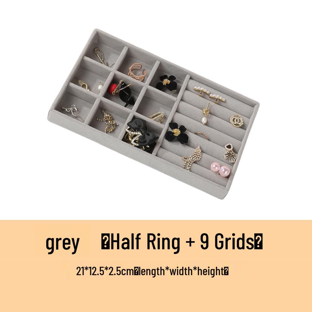 Velvet Jewelry Organizer Tray with Dividers for Necklaces, Earrings, and Rings