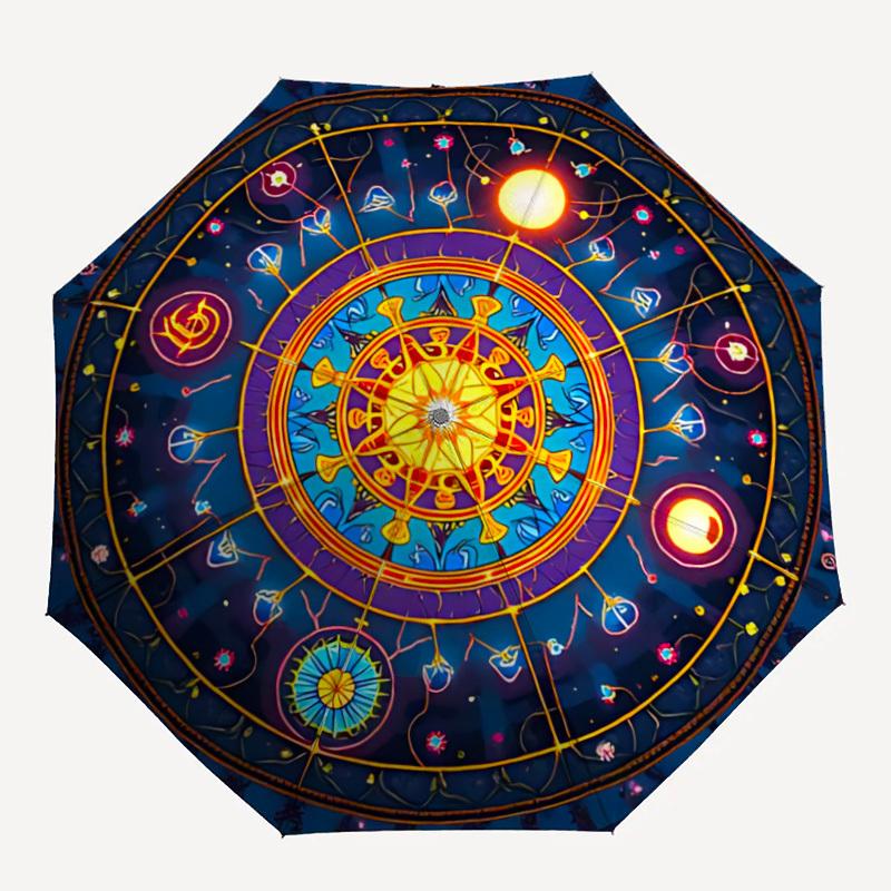 

1pc Cosmic Mandala Automatic Folding Umbrella, Sturdy And Durable Automatic Folding Umbrella with 8 Ribs, Convenient for Outdoor Use170
