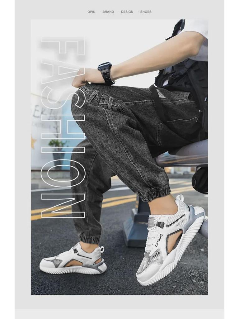 2024 Men's Summer Outdoor Sandals: Dual-Purpose Hollow Toe Slippers for Driving, Sports, and Beach