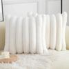 Faux Fur Pillow Covers Cozy Gentle Striped Ornamental Throw Pillow Covers Velvet Empty Pillowcase Cushion Case For Sofa Couch
