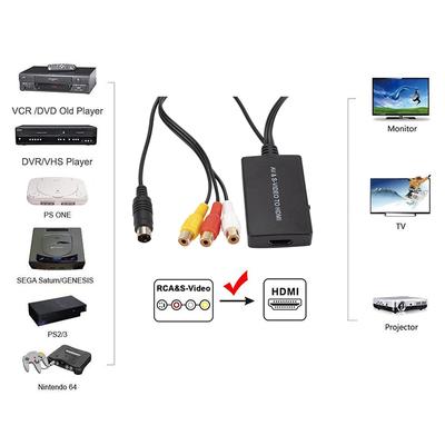 Conversor S-Video para HDMI Adaptador AV para HDMI Conversor RCA Suporta 1080P