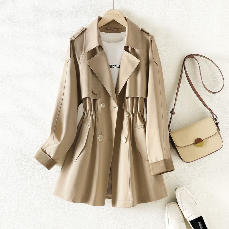 

Пальто тренч средней длины и длинное цвета хаки в тихом французском стиле Ihimi Sea для женщин, новинка весны и осени 2025, приталенное по талии, стройнящее, повседневная верхняя одежда
