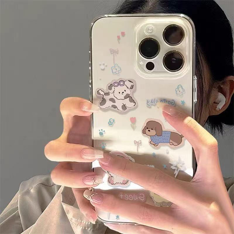 Cute Korean Style iPhone 17 Pro Max Puppy Case, Soft and Trendy for Apple 14, 15, and XR.