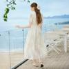 Xiangying French V-Neck Tencel Embroidered Midi Dress