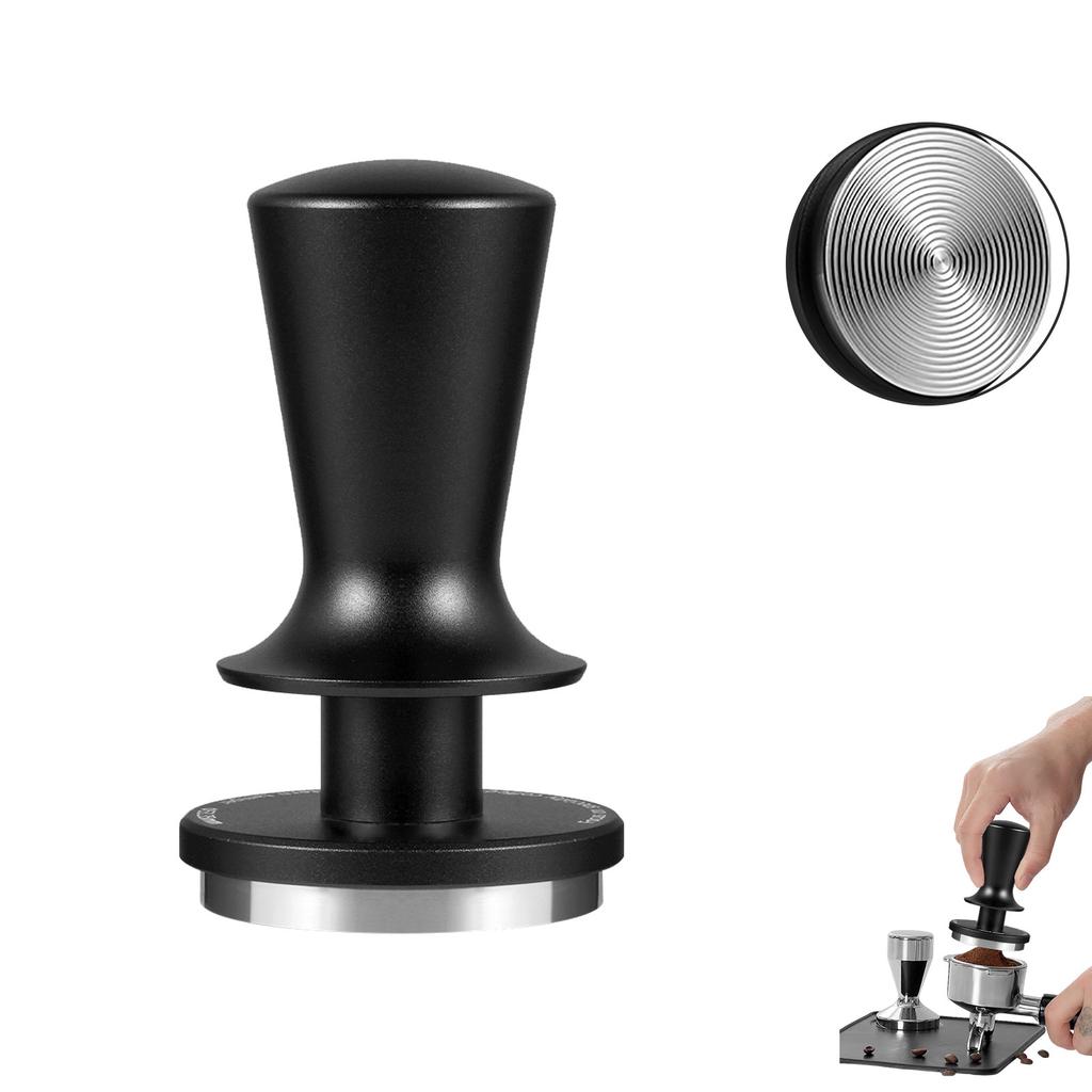 Coffee Tamper with Calibrated Spring Loaded Automatic Leveling Stainless Steel Base Hand Press