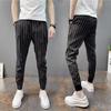 2023 Autumn Men's Striped Slim Fit Tapered Casual Nine-Point Pants - Trendy Internet Celebrity Style