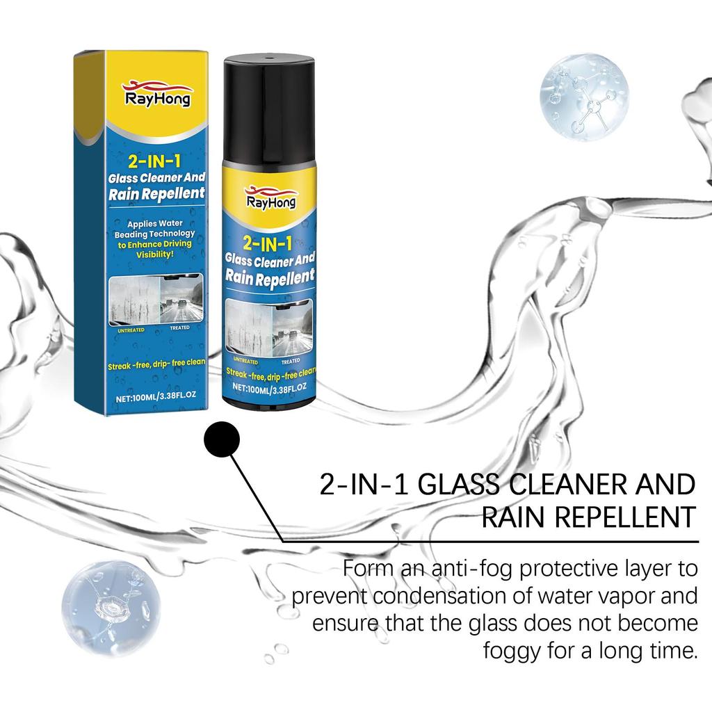 Rayhong Car Glass Cleaner Anti-Fog Two-in-One Windshield Cleaner Brightening and Oil Film Removal Anti-Fog Agent 100ml