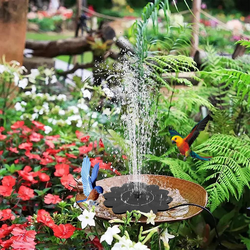 Solar Bird Bath Fountain Flower-Shaped Water Fountain Pump Waterfalls Outdoor Birdbath For Pool Pond Aquariums Garden