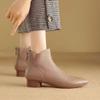 Fashion Pointed Toe Ankle Boots Women Elegant Mid Heels Leather Shoes 2026 Trend Pumps Winter Cozy Large Size Chunky Botas Mujer