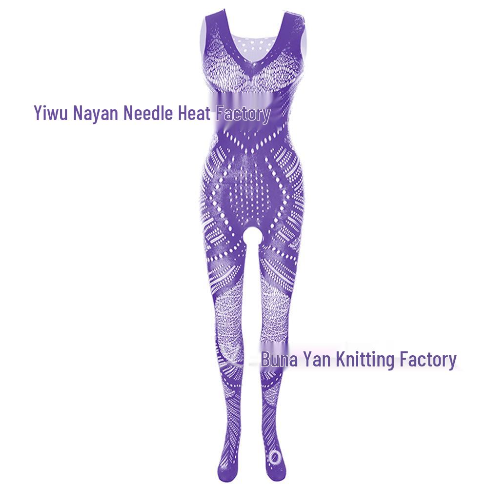 Jacquard Tie-Up Open Crotch Bodystocking Lingerie