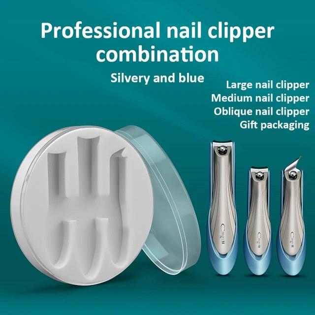 

3 шт., кусачки для ногтей из нержавеющей стали, резак для ногтей с защитой от брызг, маникюрные инструменты, бионический дизайн, триммер для ногтей, ножницы для педикюра небесно-голубой