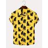 Summer Cute Cat Print Shirt Men's Casual Short Sleeve Hawaiian Casual Button Lapel Shirt For Summer Men Clothing Streetwear