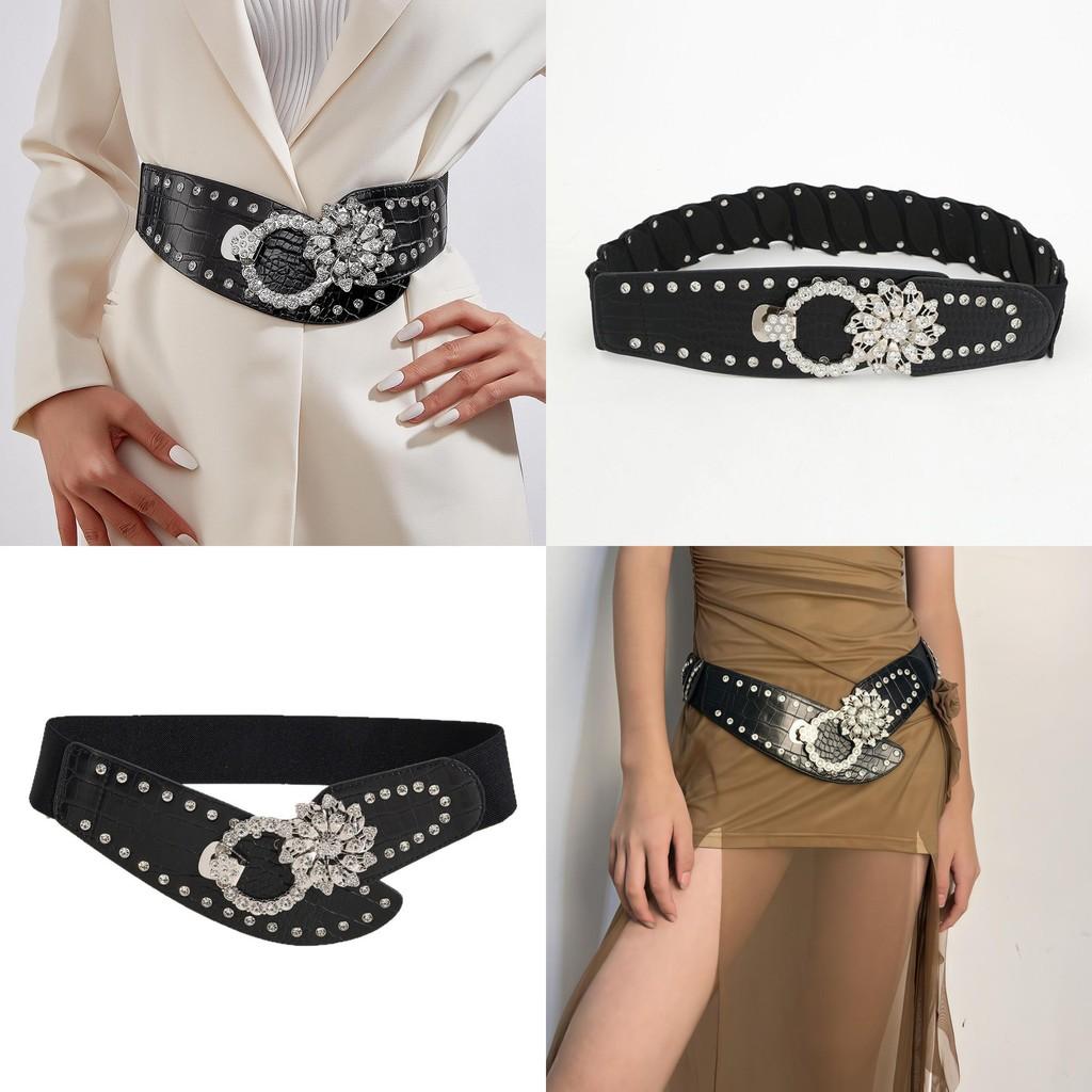 Trendy Spring Metal Waist Belt With Sparkling Water Digger Buckle For Women Fashion