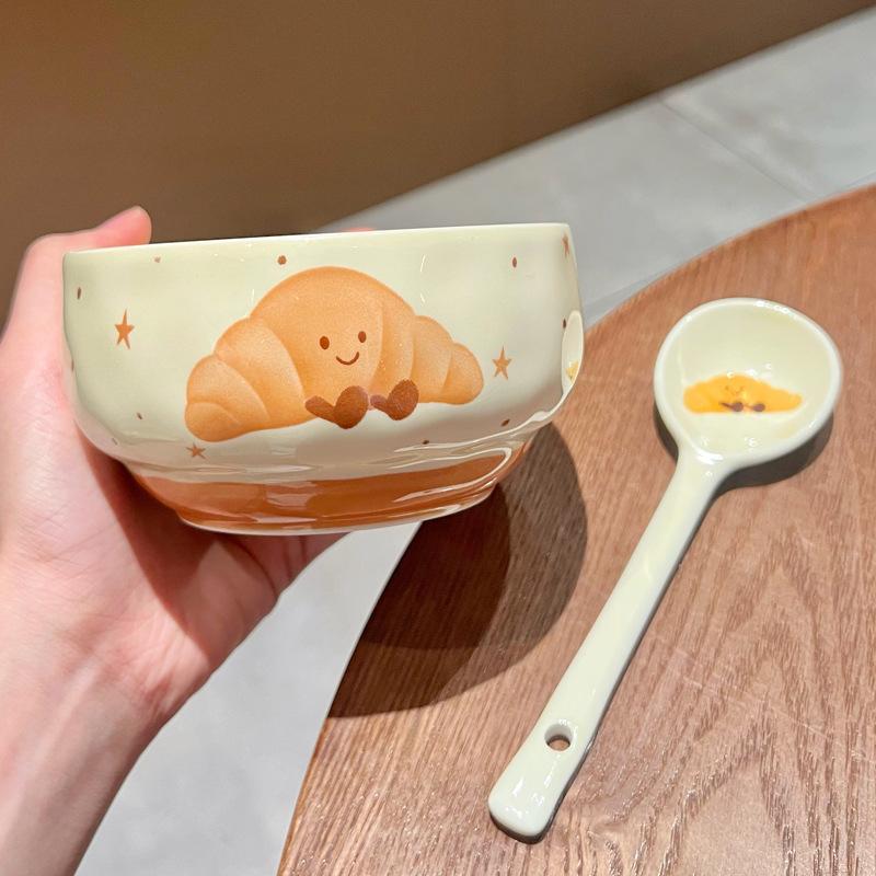 Stoviglie carine in ceramica sottosmalto stile cartone animato Ciotola per riso in ceramica anguria ad alto valore Ciotola piccola Ciotola per zuppe e noodles Ciotola personale speciale