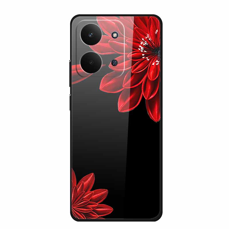 Glas-Rückseite für Redmi 15C 4G Hülle 15 C Niedliche Cartoon-Hülle aus hartem gehärtetem Glas mit weichem Stoßfänger für Redmi 15C Hüllen Coques Fundas