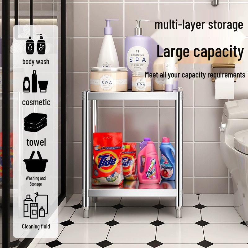 Stainless Steel Kitchen Storage Rack Organizer for Cookware and Microwave