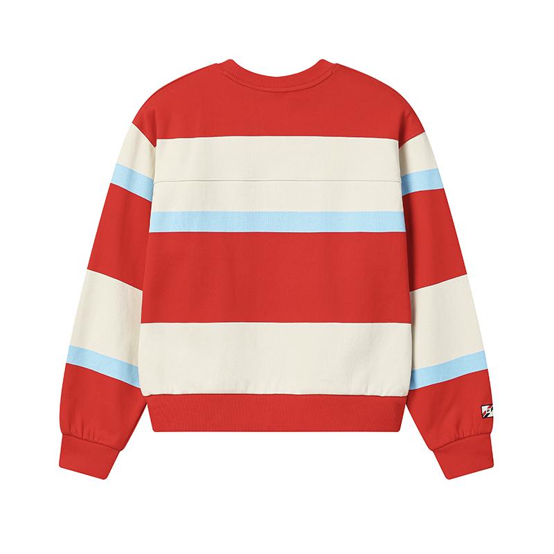 FILA Original Simple Fashion Retro Sports Casual Trendy Striped Comfortable Versatile Round Neck Pullover Sweatshirt Women sweatshirt F11W619206FBG