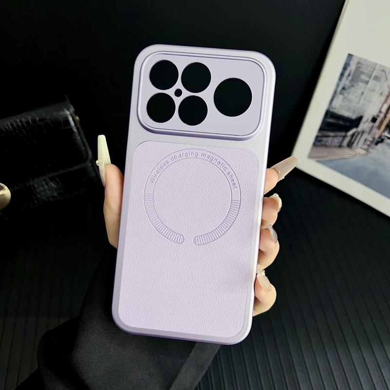 

For Poco F8 Ultra Pro Case Embossed Litchi Pattern Leather Magnetic Wireless Charging Anti-Fingerprint Fine Grip Soft Cover Poco F8 ultra