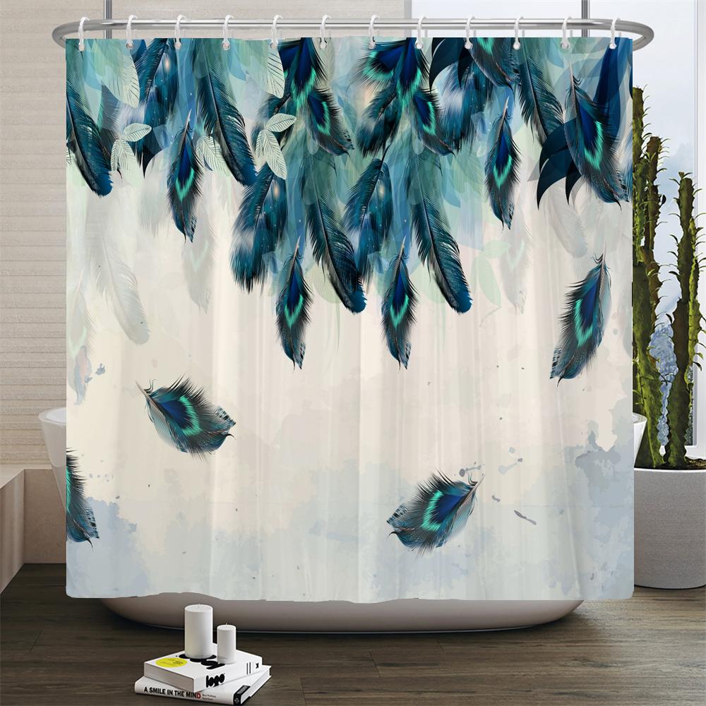 Watercolor Red Flower Shower Curtain Flowers and Plants Waterproof Polyester Bath Curtain For Bathroom Home Decor Accessories