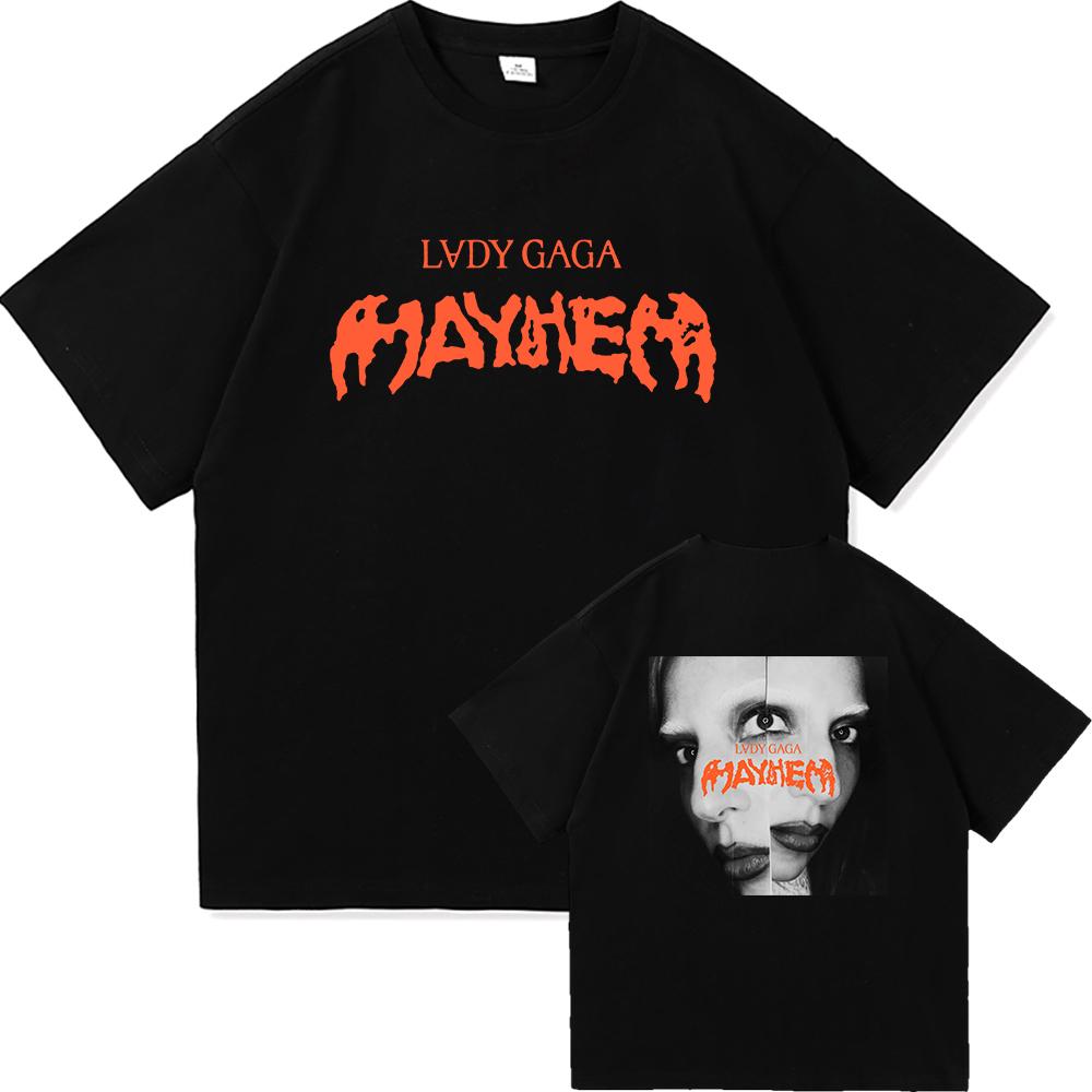 Lady Gaga Mayhem Tshirt 2025 New Album Fashion Men Summer Retro Harajuku High Quality Clothes Cotton Fan Tshirt