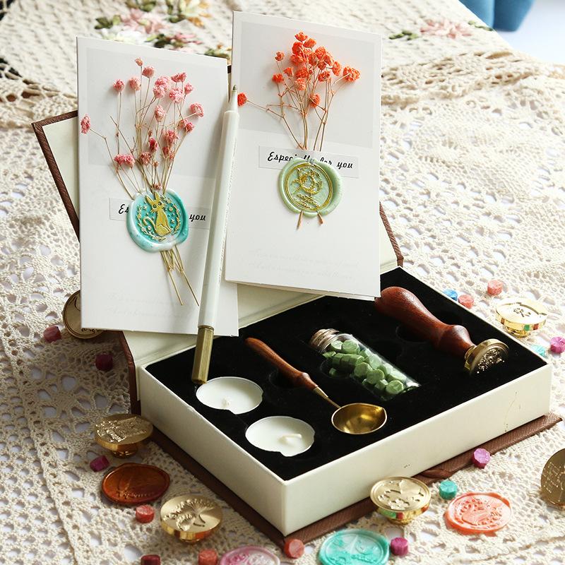 1Pcs 1Set DIY Wax Seal Box Set Sealing Beads for Envelope Wedding Packaging Gifts Business Stamping